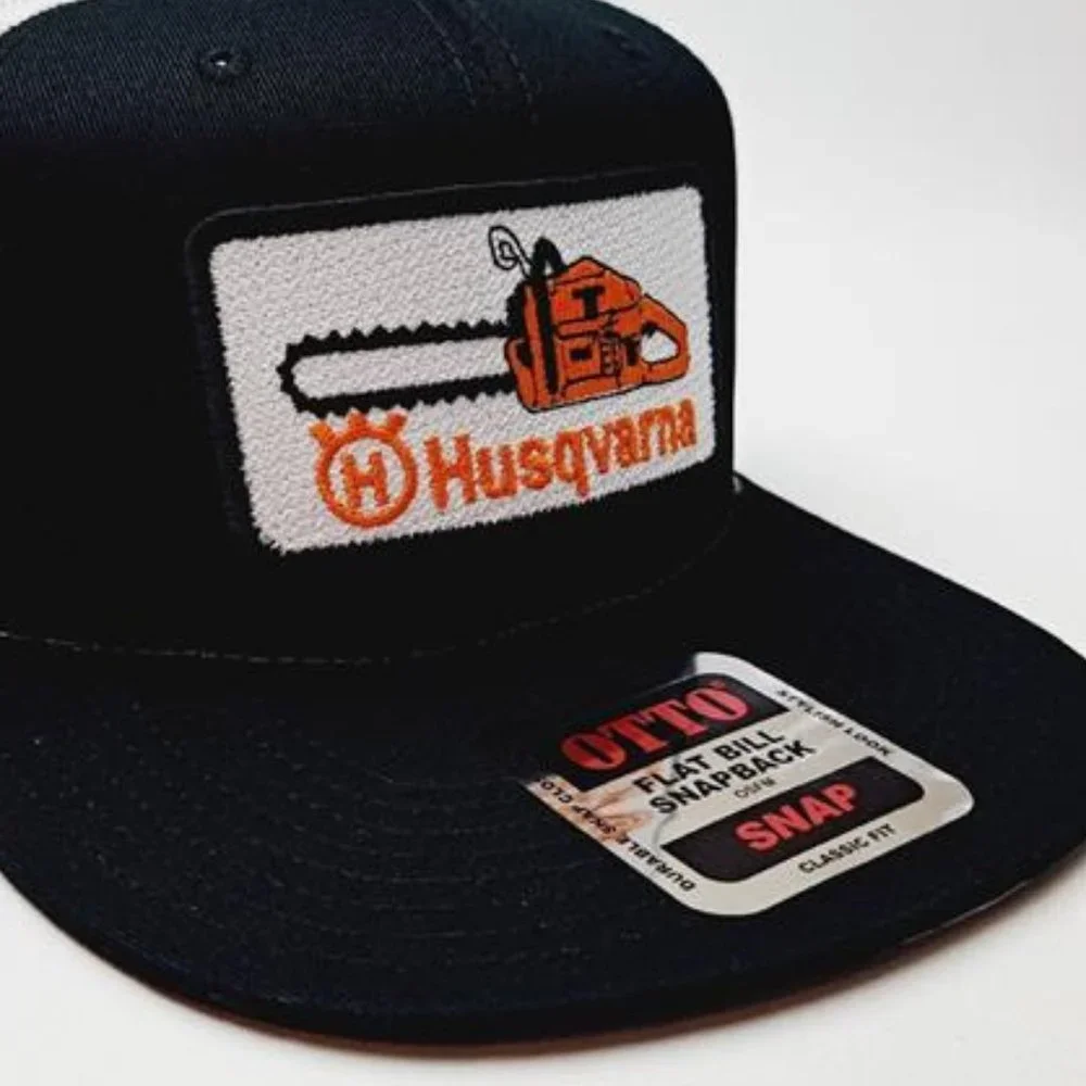 Husqvarna Chainsaws Embroidered Patch Flat Bill Trucker Mesh Snapback Cap Hat Husqvarna Camo and Orange Mesh Snapback Trucker Hat | eBay main image 3